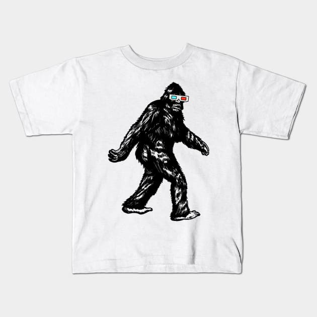 GONE SQUATCHIN' WITH 3D GLASSES Kids T-Shirt by AtomicMadhouse